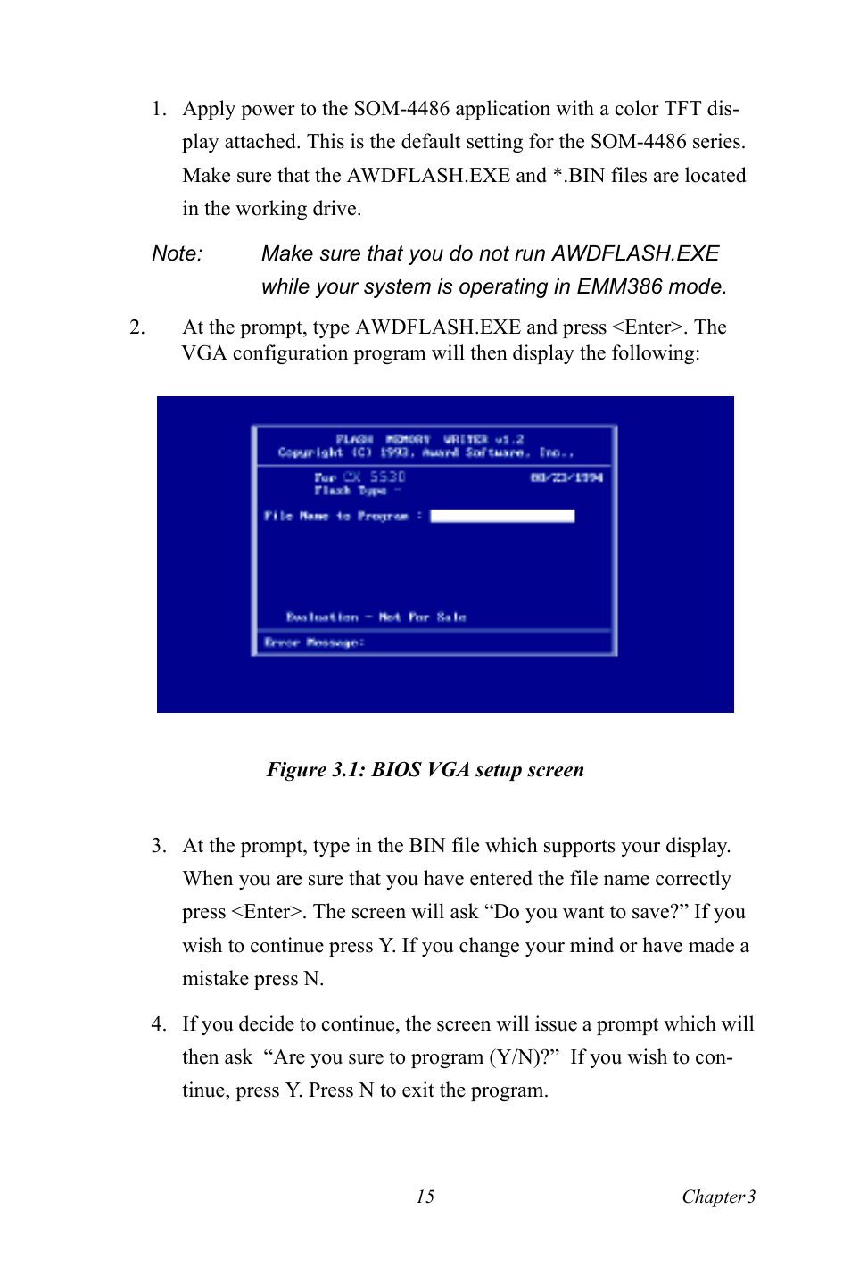 Figure 3.1: bios vga setup screen, Figure 3.1:bios vga setup screen | Intel SOM-4486 User Manual | Page 21 / 50