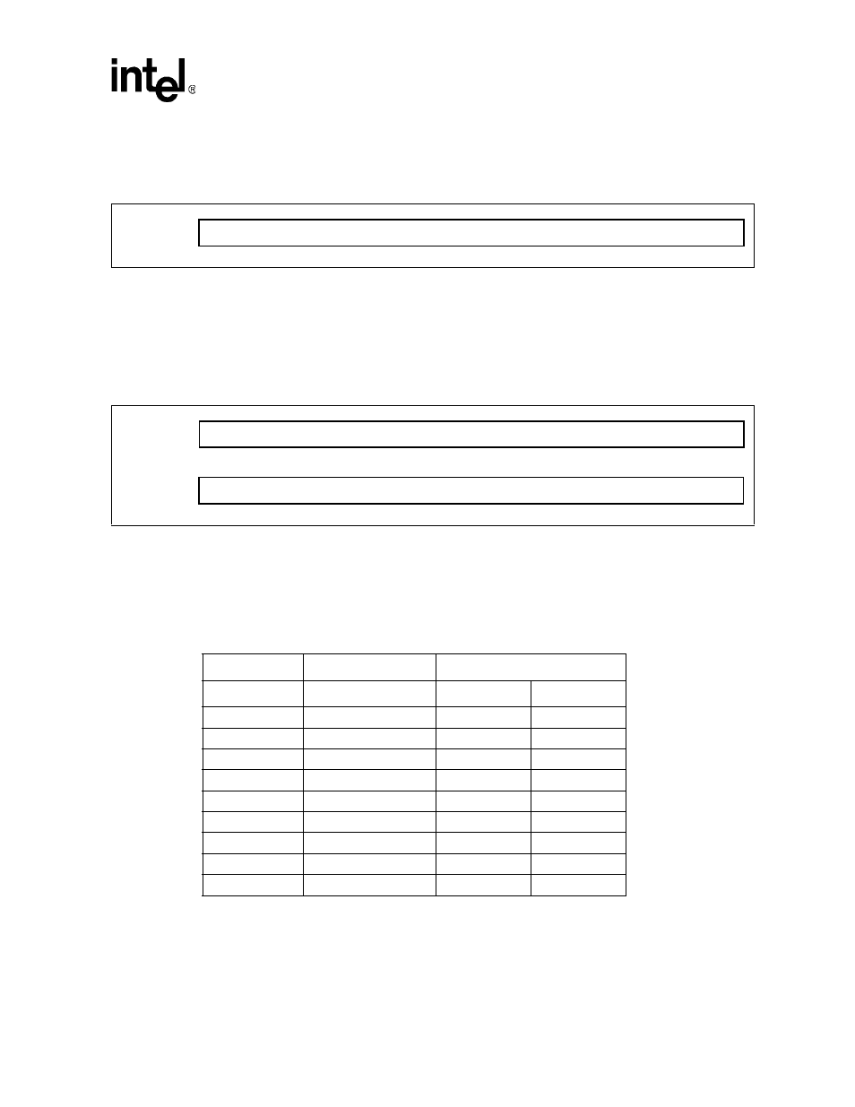 10 receiver buffer register (rbr), Figure 23. receiver buffer register (rbr), 11 divisor latch registers (dlm and dll) | Figure 24. divisor latch registers (dlm and dll), Table 29. programmable data rates, Receiver buffer register (rbr), Divisor latch registers (dlm and dll), Programmable data rates, Intel confidential | Intel 537EX User Manual | Page 101 / 104