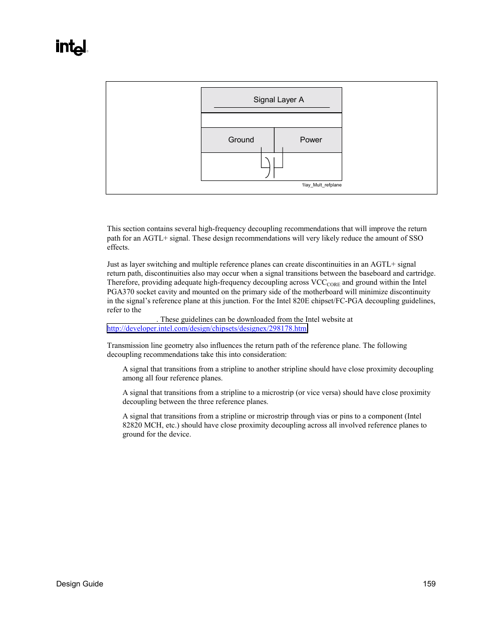 High-frequency decoupling | Intel CHIPSET 820E User Manual | Page 159 / 239