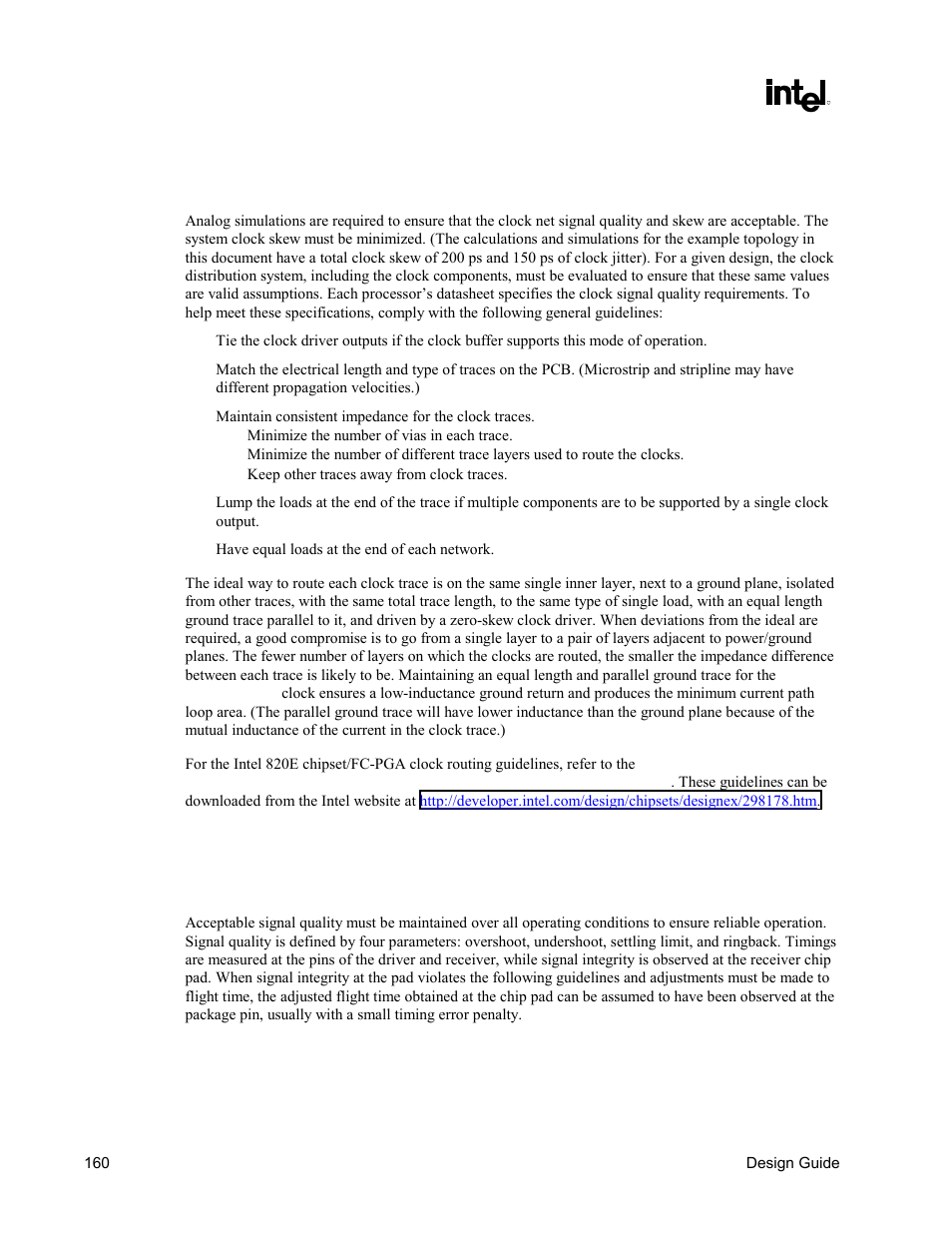 Clock routing | Intel CHIPSET 820E User Manual | Page 160 / 239