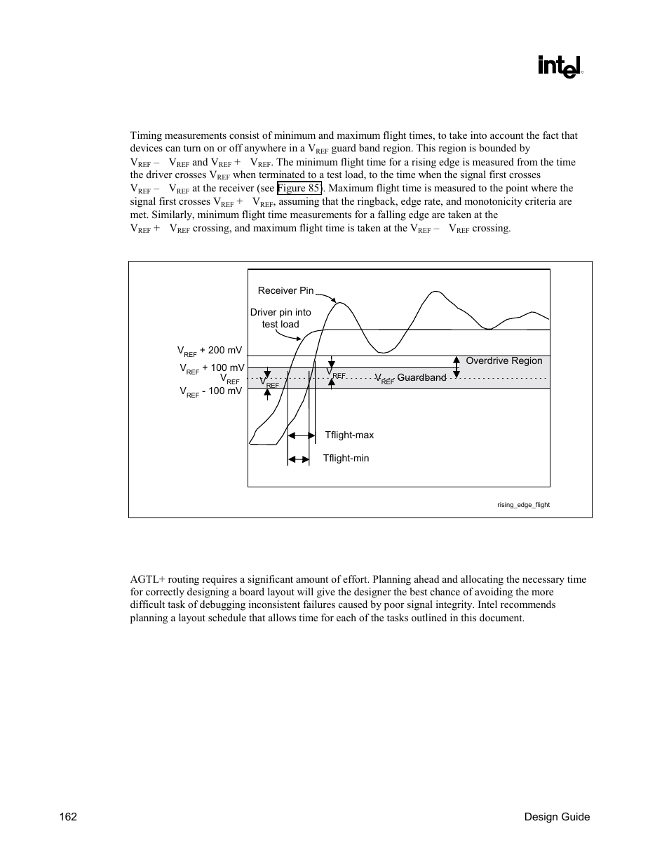 Flight time definition and measurement, Conclusion, Figure 85. rising-edge flight time measurement | Intel CHIPSET 820E User Manual | Page 162 / 239