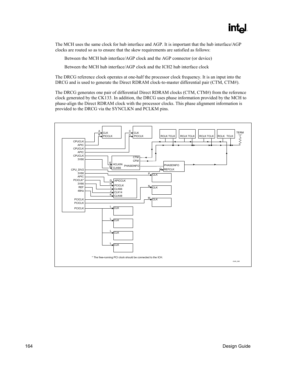 Figure 86. intel, 820e chipset platform clock distribution, Intel | 820e chipset | Intel CHIPSET 820E User Manual | Page 164 / 239