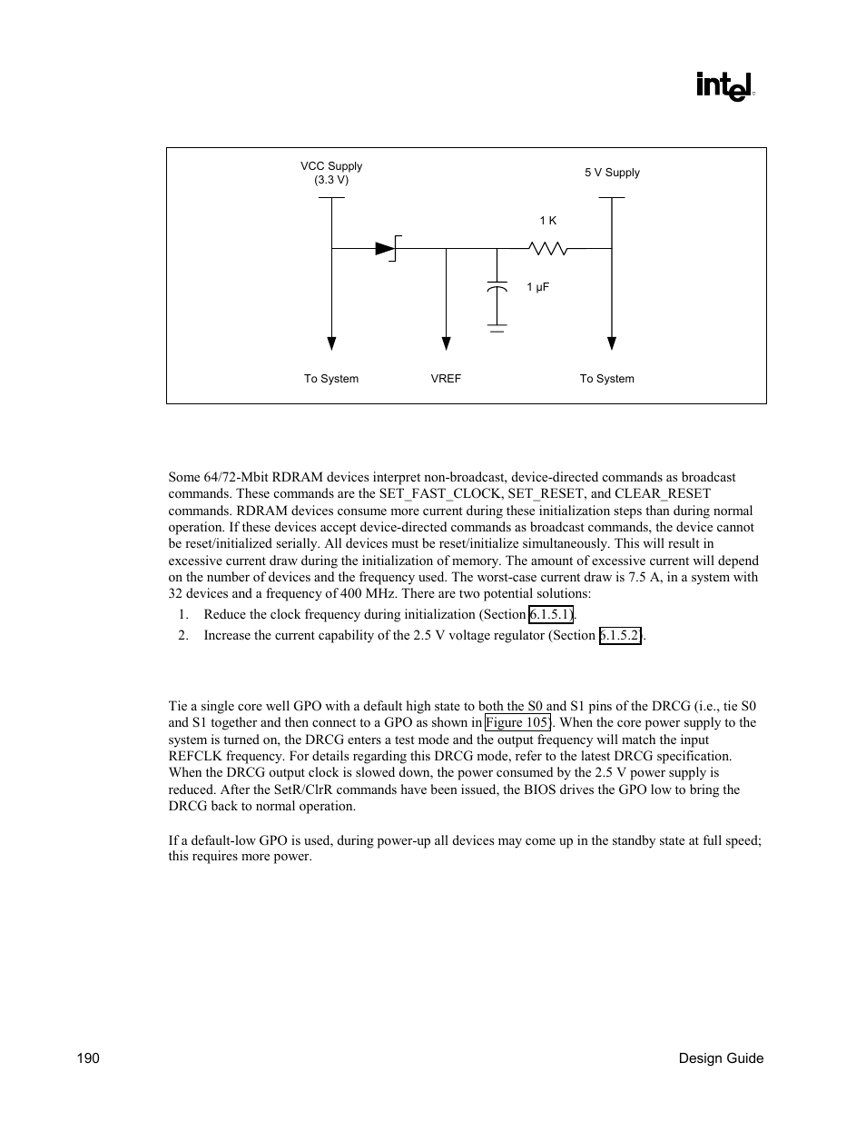 Excessive power consumption by 64/72-mbit rdram | Intel CHIPSET 820E User Manual | Page 190 / 239