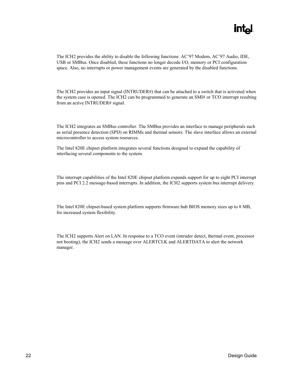 Intel CHIPSET 820E User Manual | Page 22 / 239