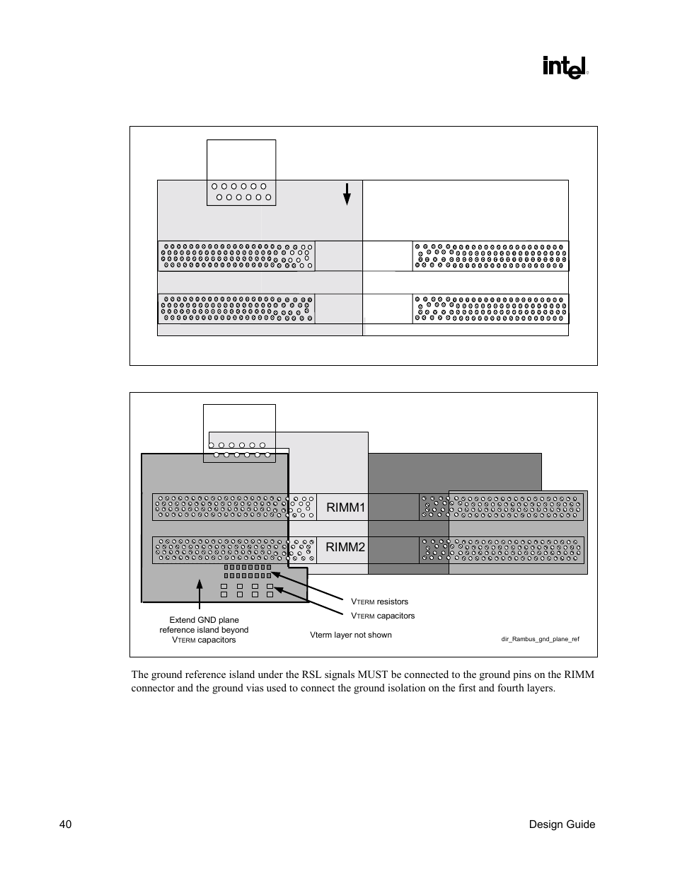 Figure 20. direct rdram* ground plane reference, Required, Wrong | Intel CHIPSET 820E User Manual | Page 40 / 239