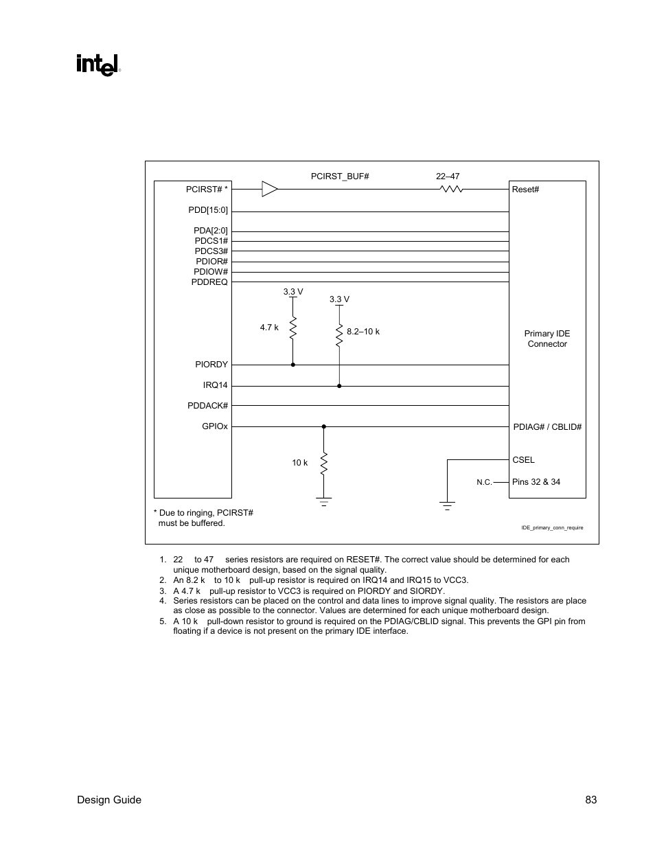 Primary ide connector requirements | Intel CHIPSET 820E User Manual | Page 83 / 239