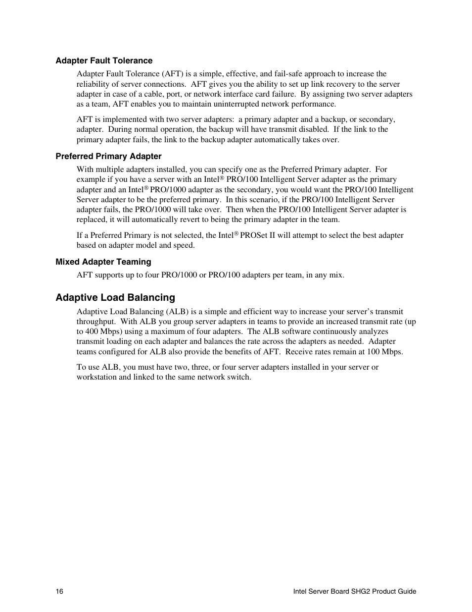 Adaptive load balancing | Intel SHG2 User Manual | Page 16 / 100