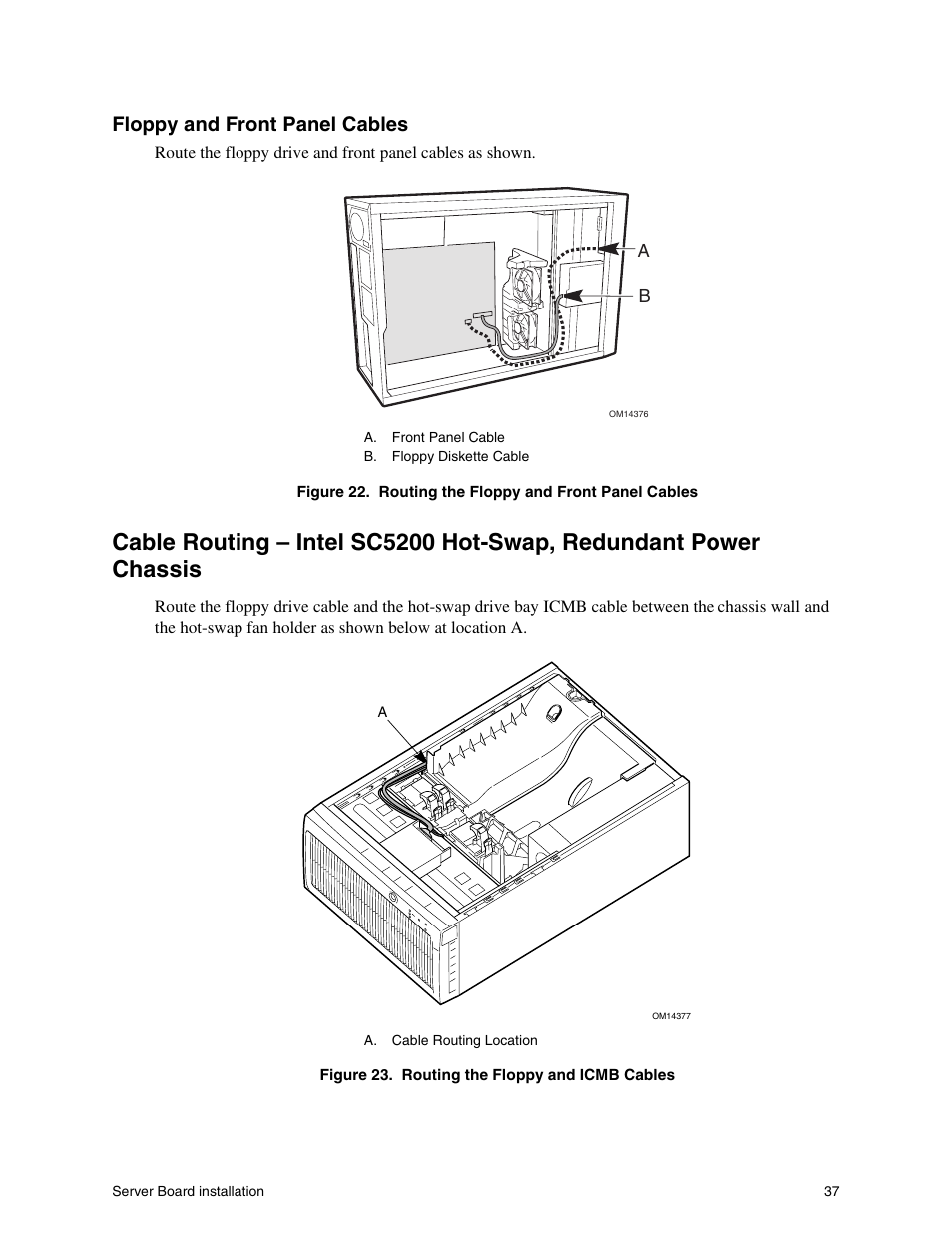 Floppy and front panel cables | Intel SHG2 User Manual | Page 37 / 100