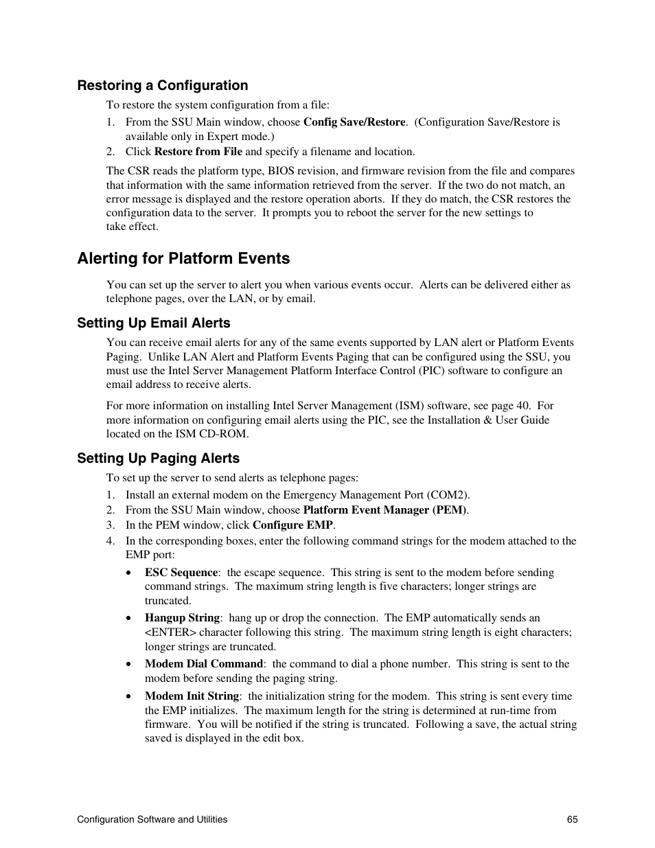 Alerting for platform events | Intel SHG2 User Manual | Page 65 / 100