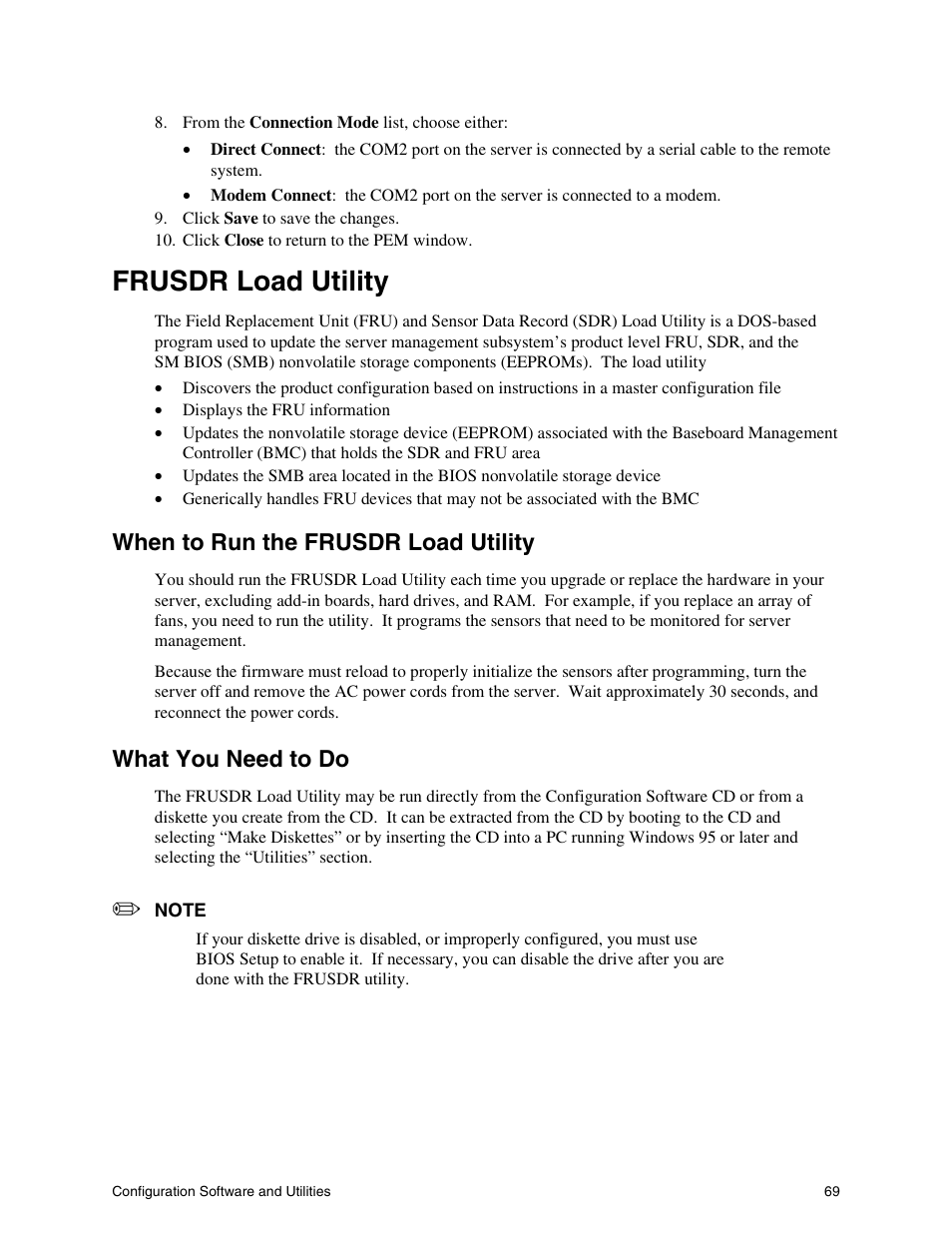 Frusdr load utility, When to run the frusdr load utility, What you need to do | Intel SHG2 User Manual | Page 69 / 100