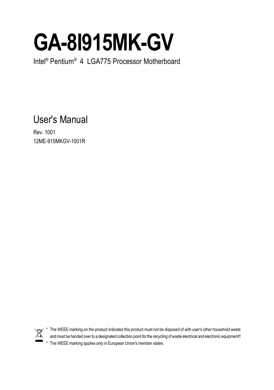 Intel GA-8I915MK-GV User Manual | 80 pages