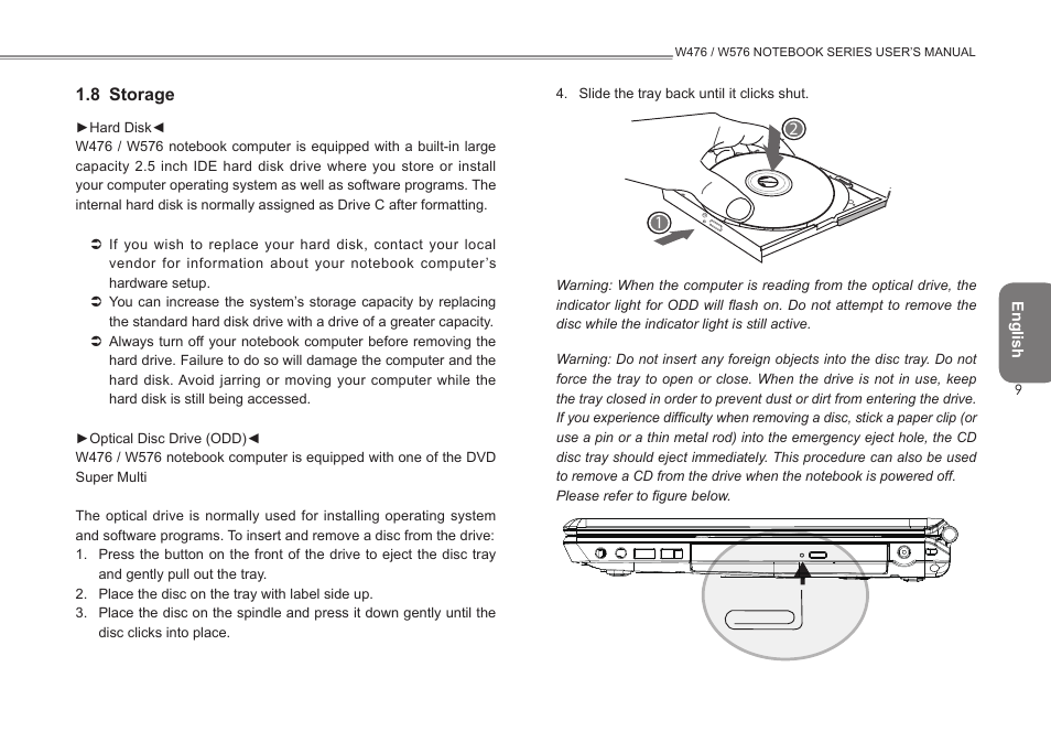 8 storage | Intel W476 User Manual | Page 16 / 36