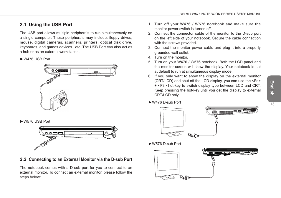 1 using the usb port | Intel W476 User Manual | Page 22 / 36