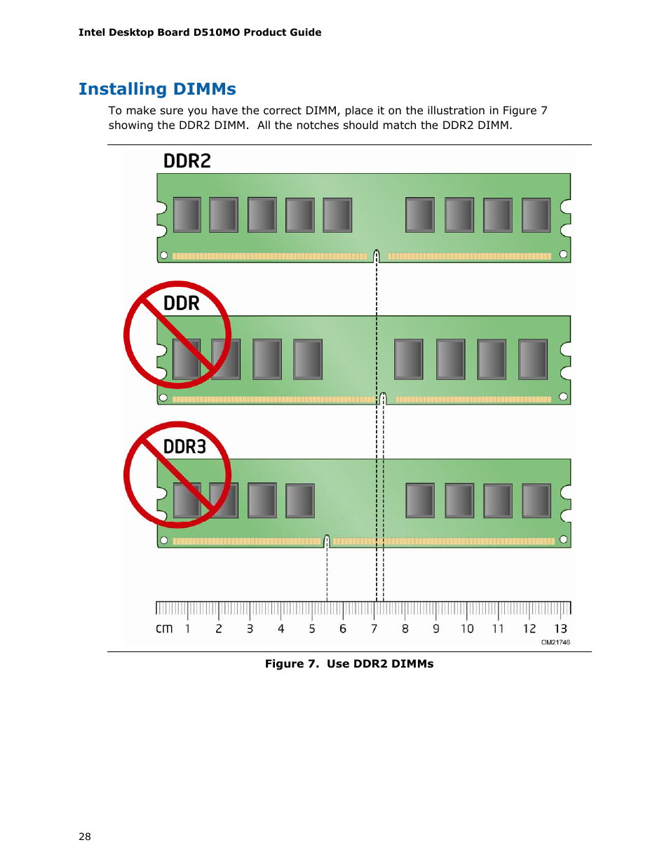 Installing dimms, Ddr2, Dimms | Intel D510MO User Manual | Page 28 / 66