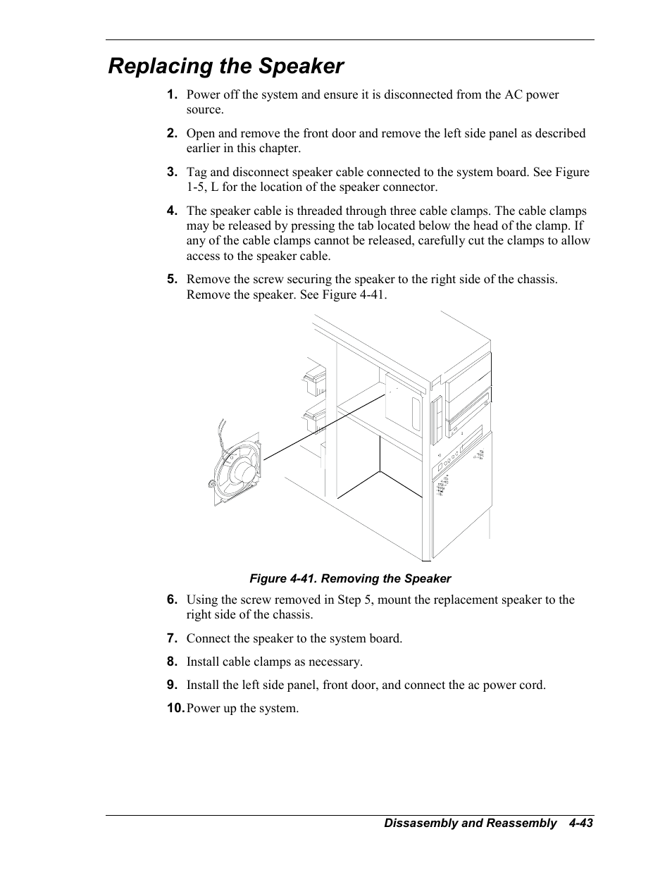 Replacing the power supply, Replacing the speaker | Intel Express 5800/120Ld User Manual | Page 115 / 194