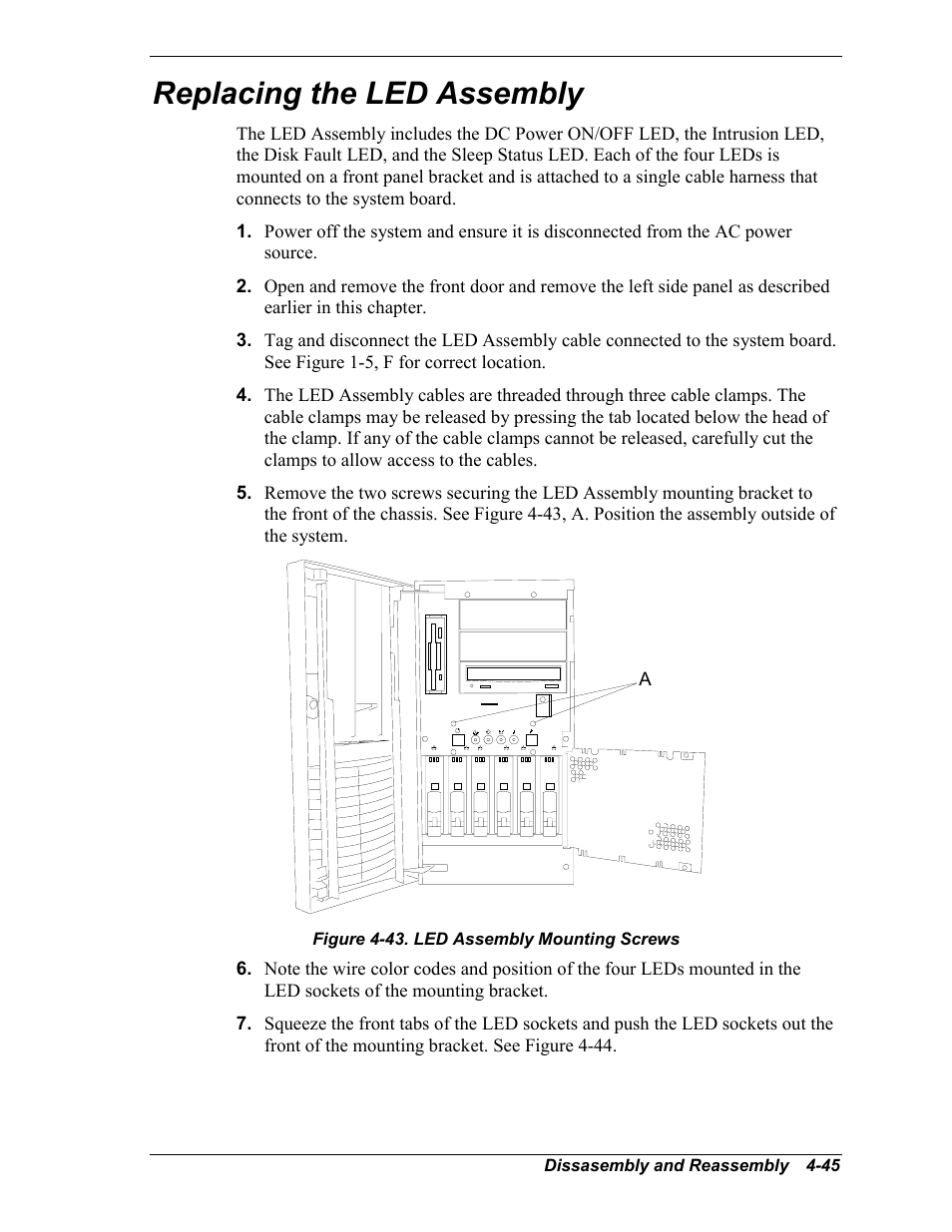 Replacing the top cover, Replacing the led assembly | Intel Express 5800/120Ld User Manual | Page 117 / 194