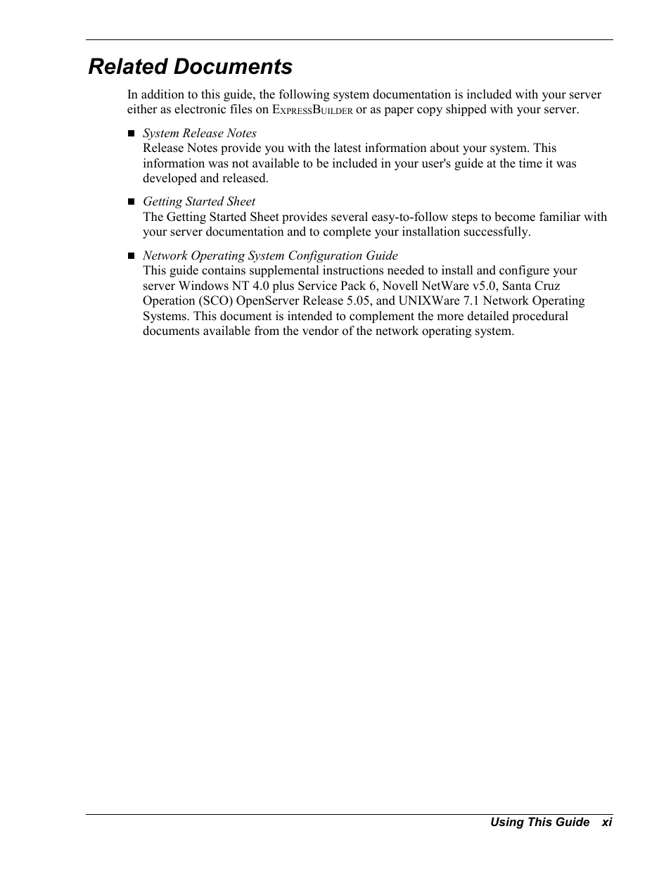 Related documents | Intel Express 5800/120Ld User Manual | Page 13 / 194