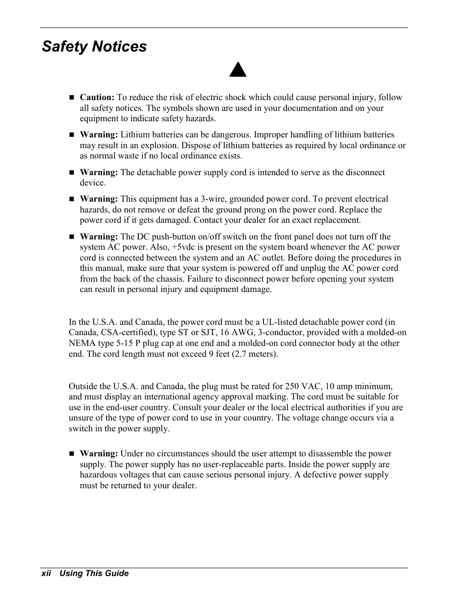 Safety notices | Intel Express 5800/120Ld User Manual | Page 14 / 194