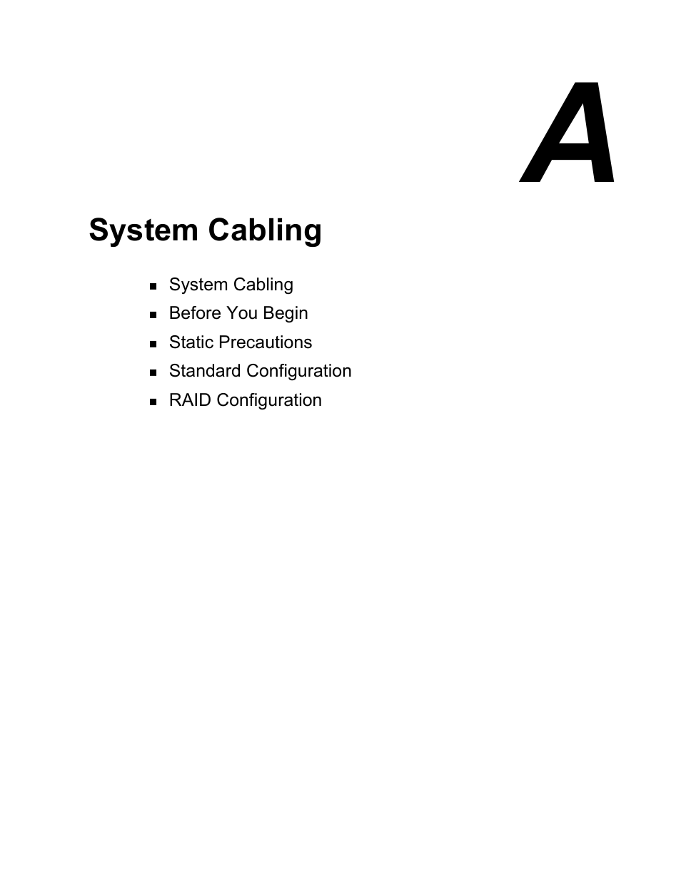 Appendix a system cabling, System cabling | Intel Express 5800/120Ld User Manual | Page 155 / 194