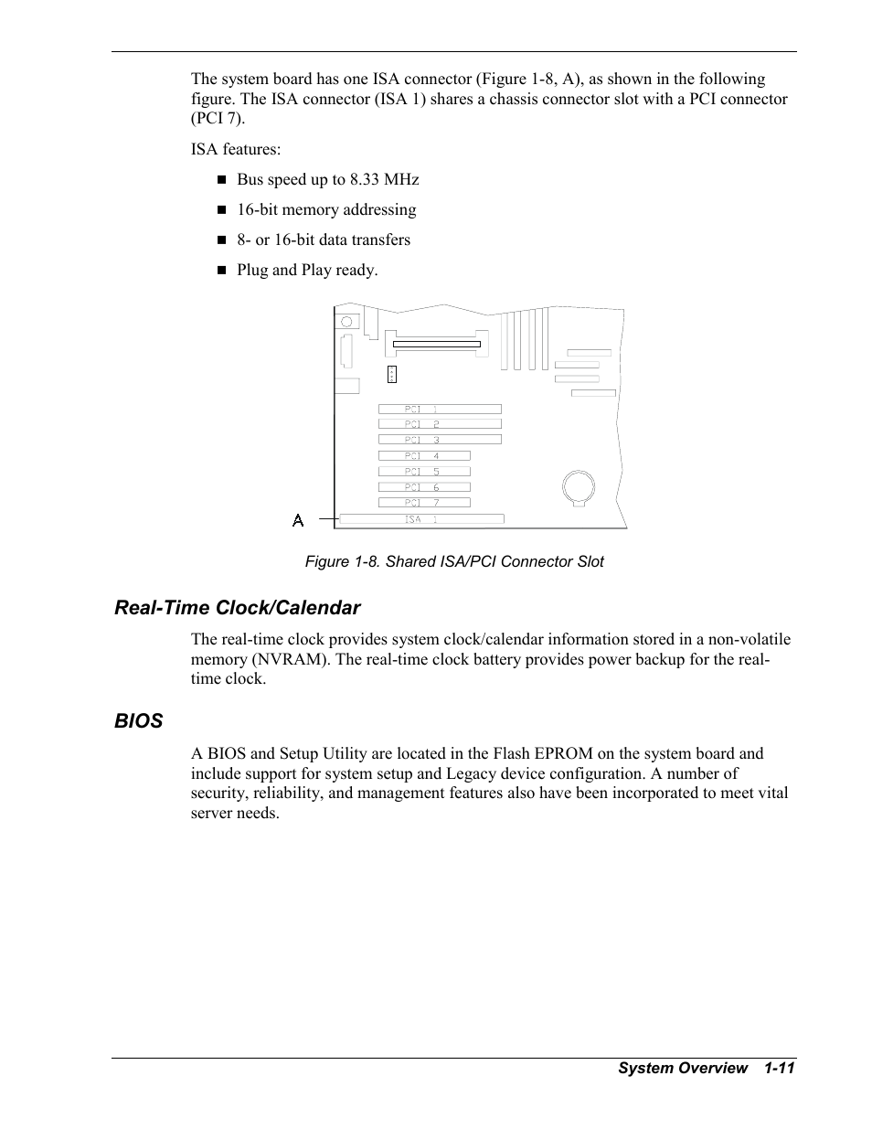 Real-time clock/calendar, Bios | Intel Express 5800/120Ld User Manual | Page 27 / 194