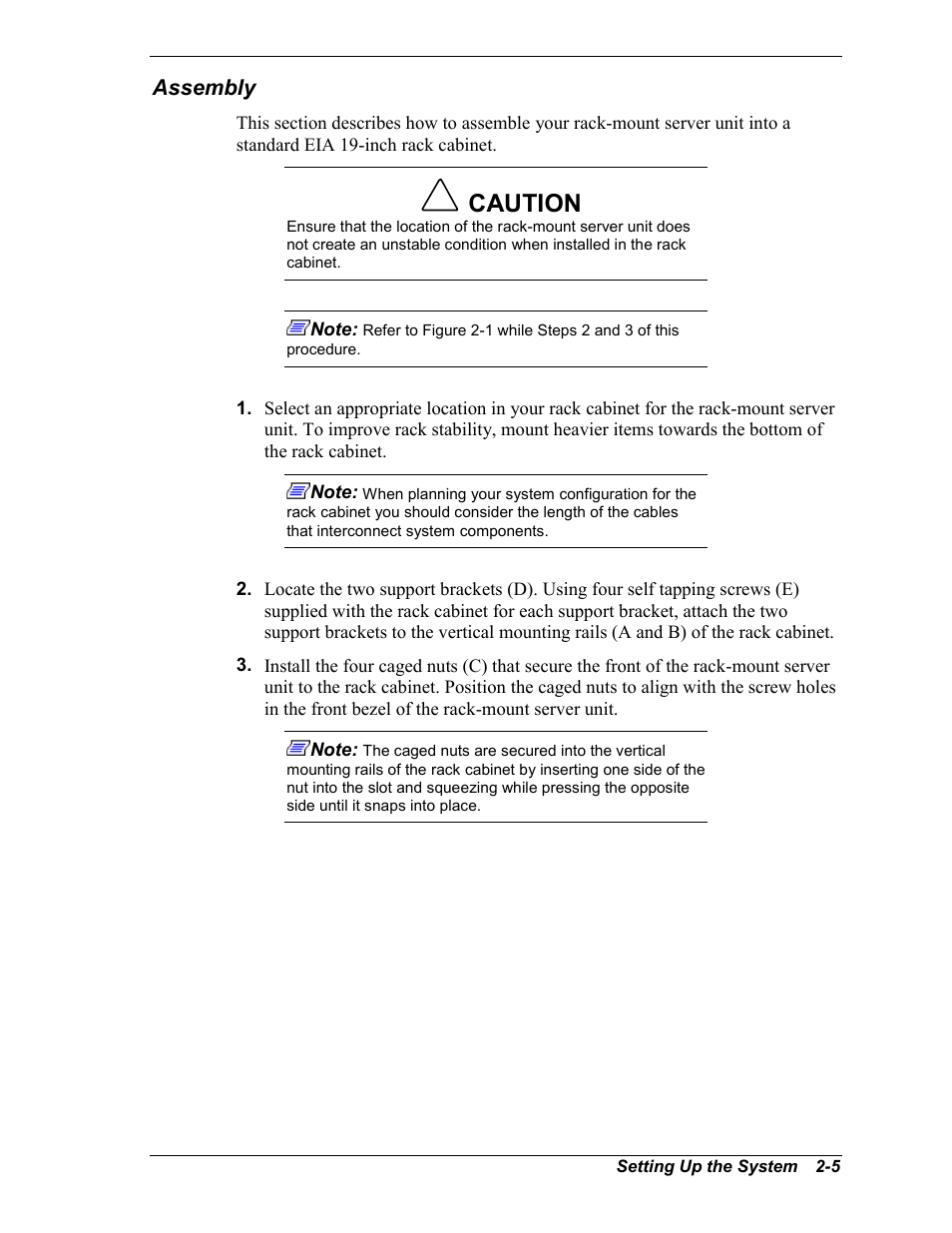 Assembly, Caution | Intel Express 5800/120Ld User Manual | Page 37 / 194