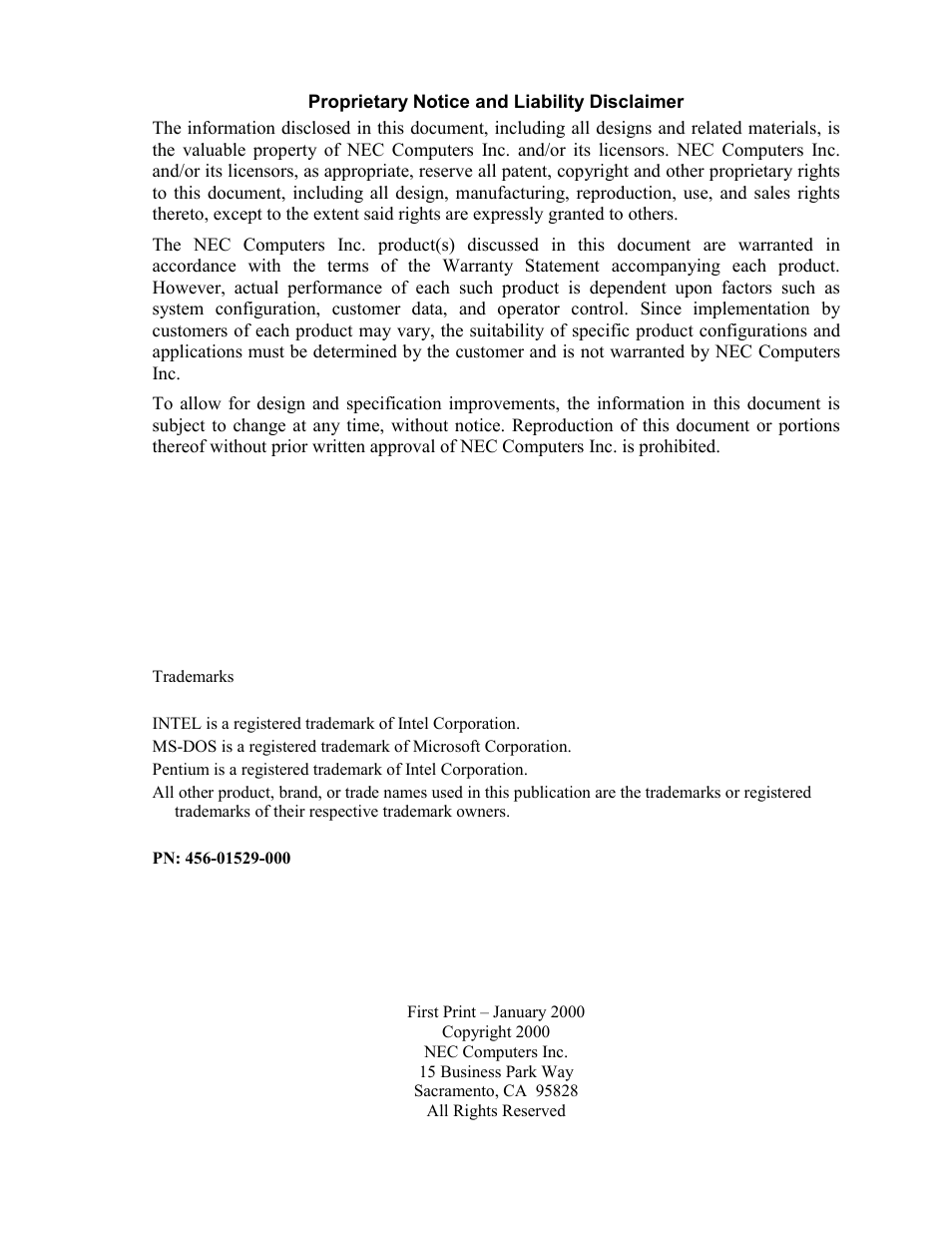 Proprietary notice and liability disclaimer | Intel Express 5800/120Ld User Manual | Page 4 / 194