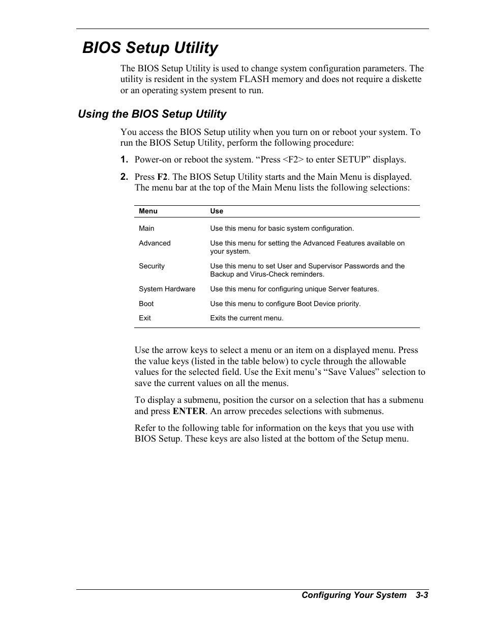 Bios setup utility, Using the bios setup utility | Intel Express 5800/120Ld User Manual | Page 53 / 194