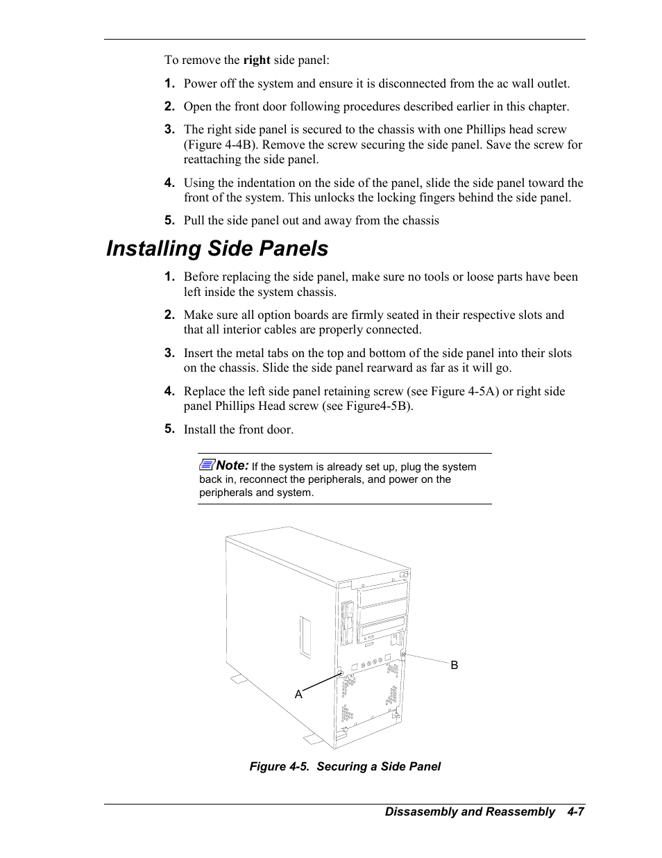 Installing side panels | Intel Express 5800/120Ld User Manual | Page 79 / 194