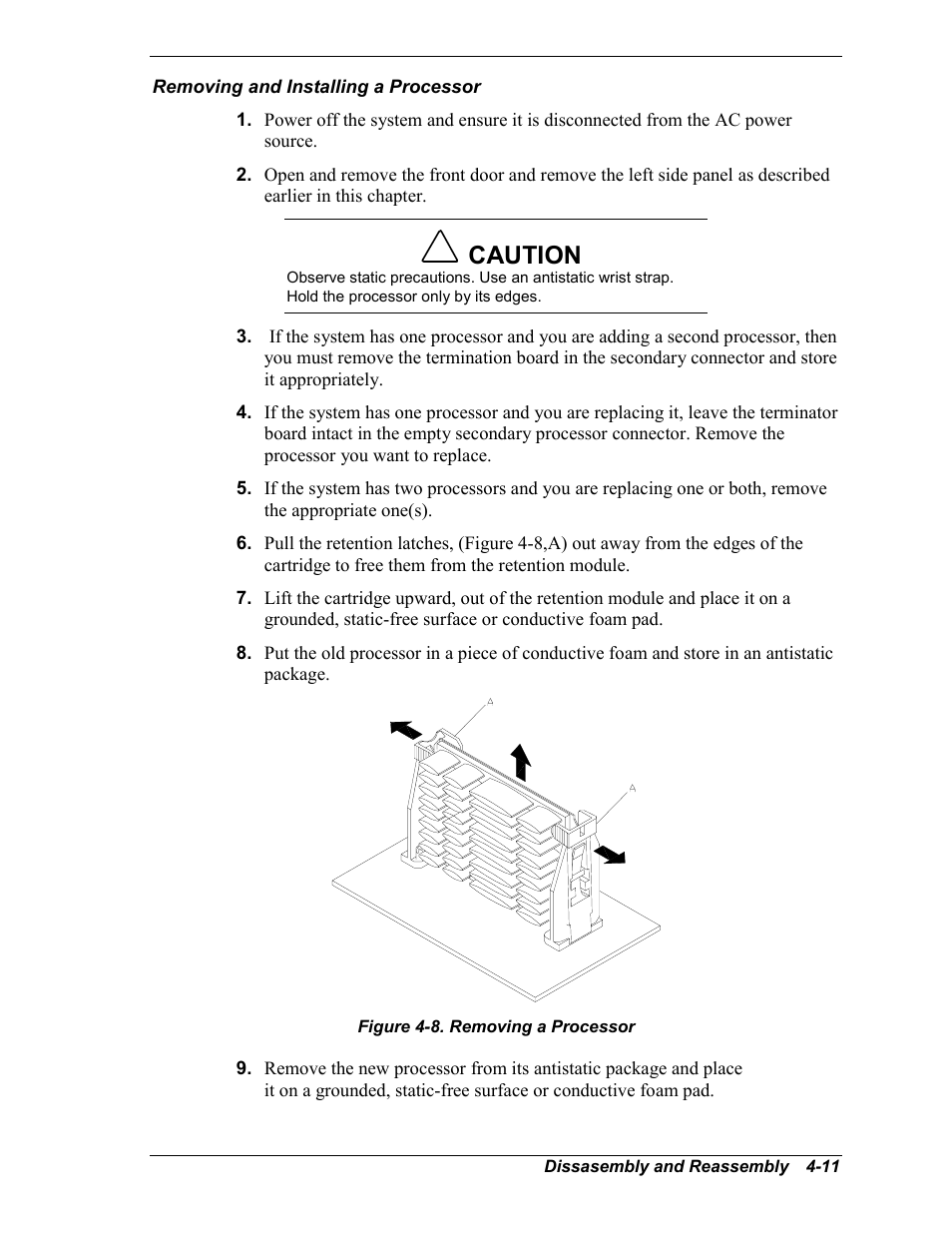 Removing and installing a pentium iii processor, Caution | Intel Express 5800/120Ld User Manual | Page 83 / 194