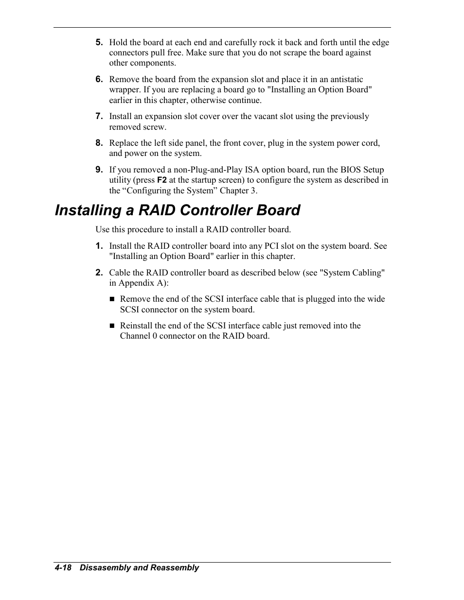 Removing an option board, Installing a raid controller board | Intel Express 5800/120Ld User Manual | Page 90 / 194