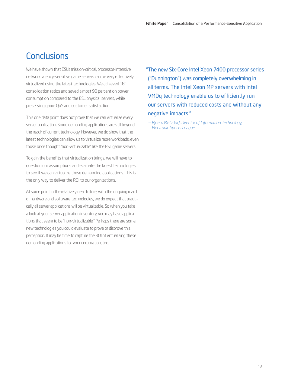 Conclusions | Intel 7400 User Manual | Page 13 / 16