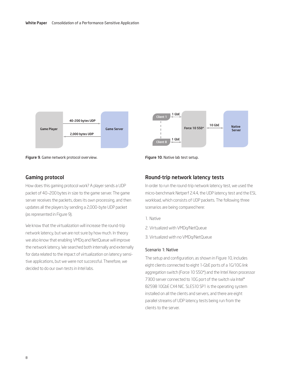 Gaming protocol, Round-trip network latency tests | Intel 7400 User Manual | Page 8 / 16