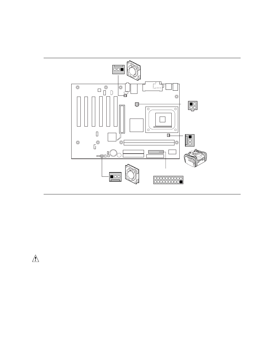 Connecting fans and power cables, Connecting fans, Connecting power cables | Caution | Intel D845PESV User Manual | Page 33 / 78