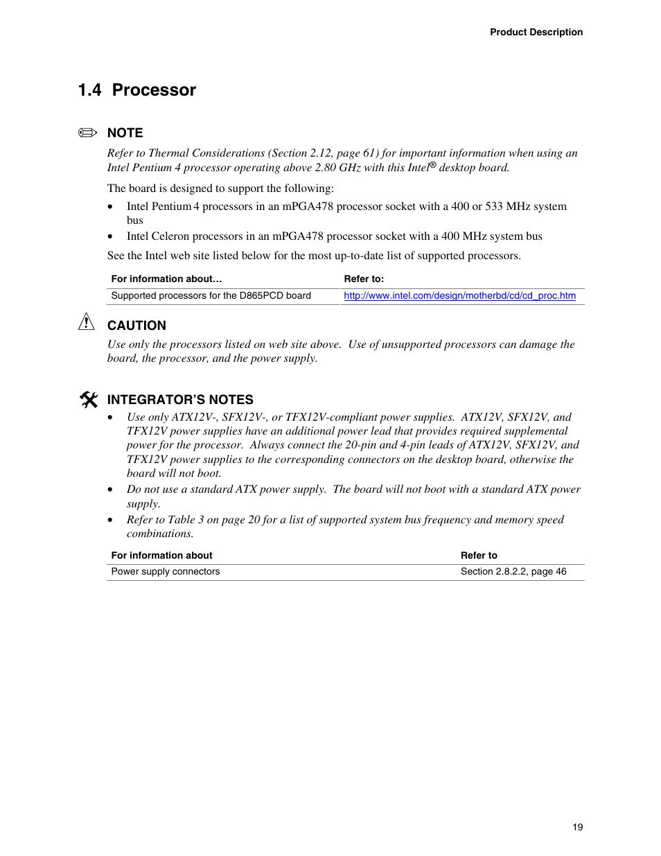 4 processor, Processor | Intel D865PCD User Manual | Page 19 / 110