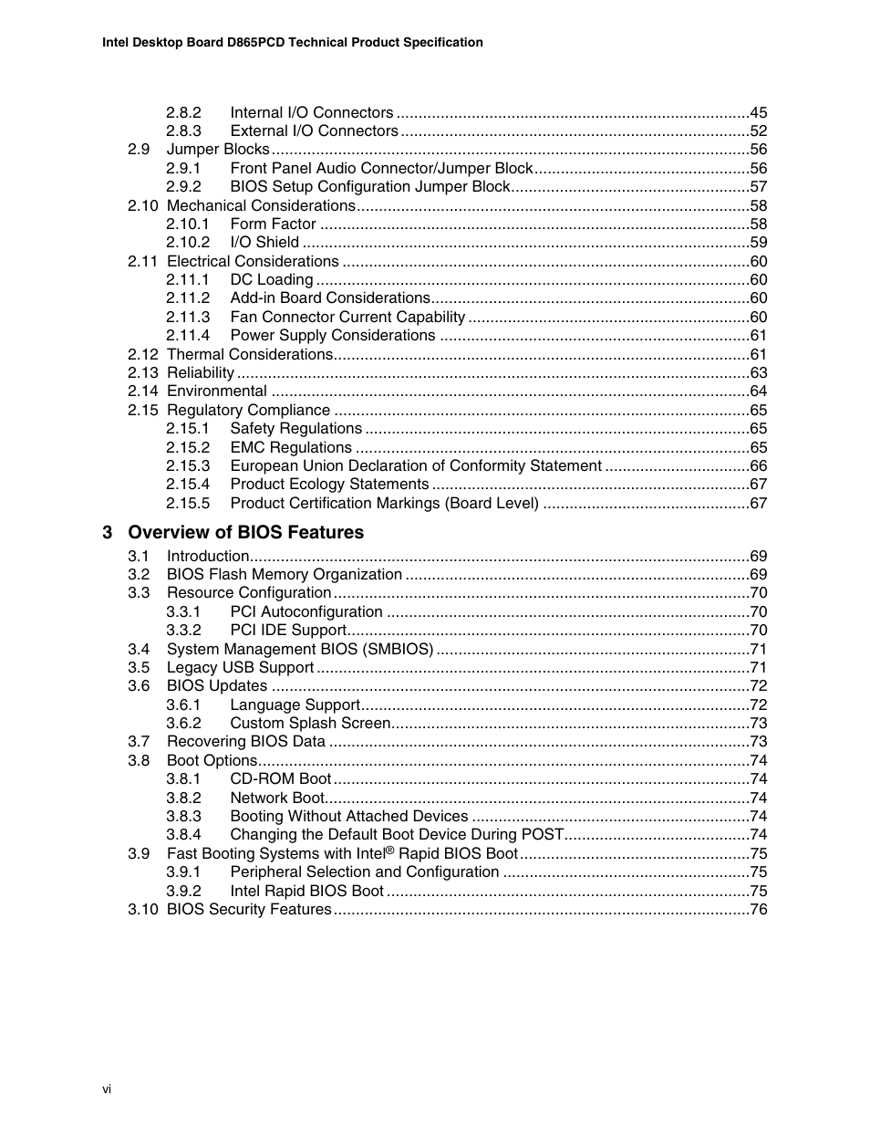 Intel D865PCD User Manual | Page 6 / 110