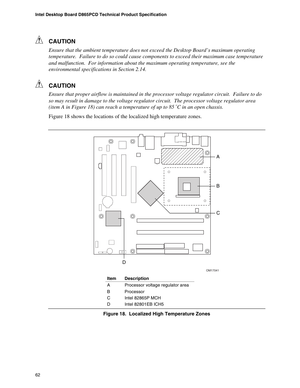 Localized high temperature zones | Intel D865PCD User Manual | Page 62 / 110
