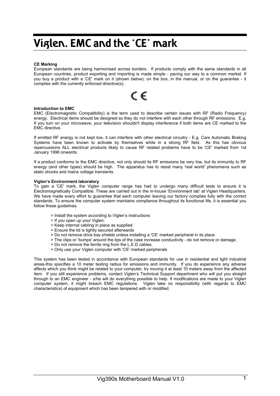 Viglen, emc and the ‘ce’ mark | Intel Vig390s User Manual | Page 2 / 123