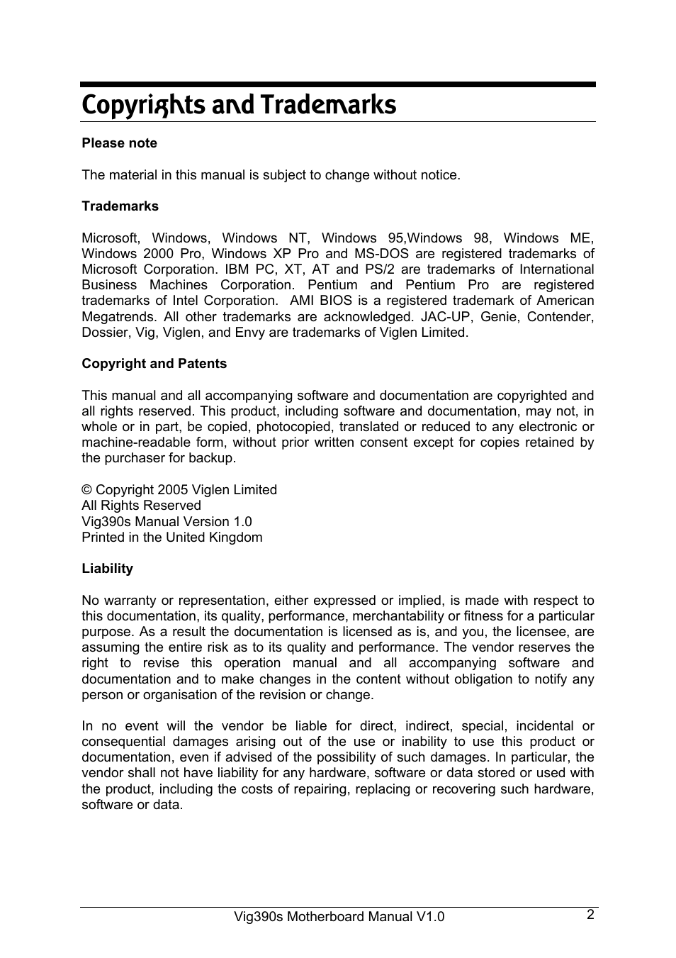 Copyrights and trademarks | Intel Vig390s User Manual | Page 3 / 123