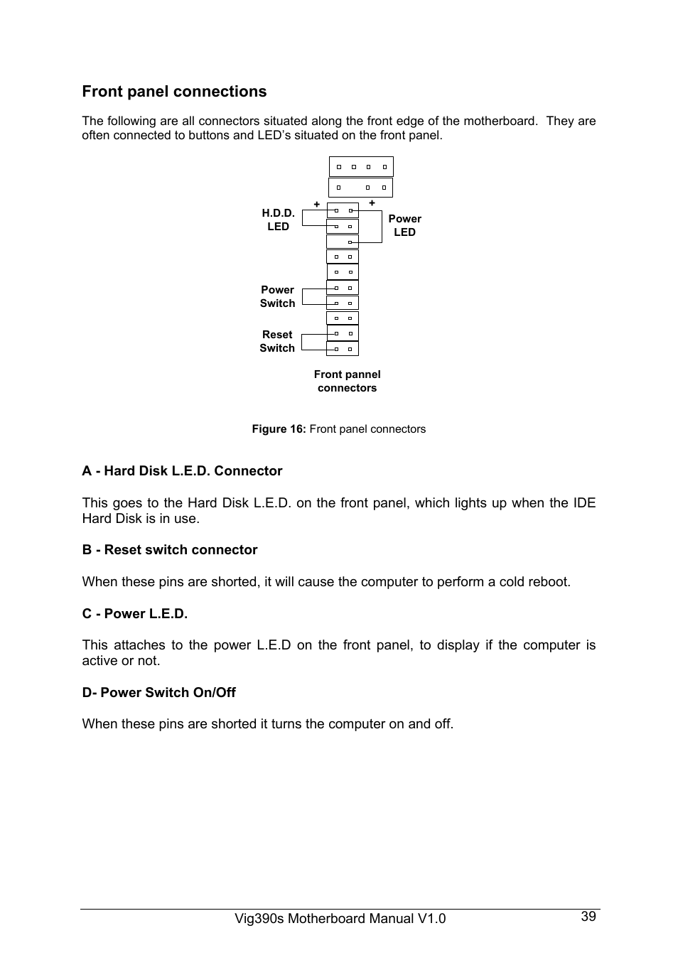 Front panel connections | Intel Vig390s User Manual | Page 40 / 123
