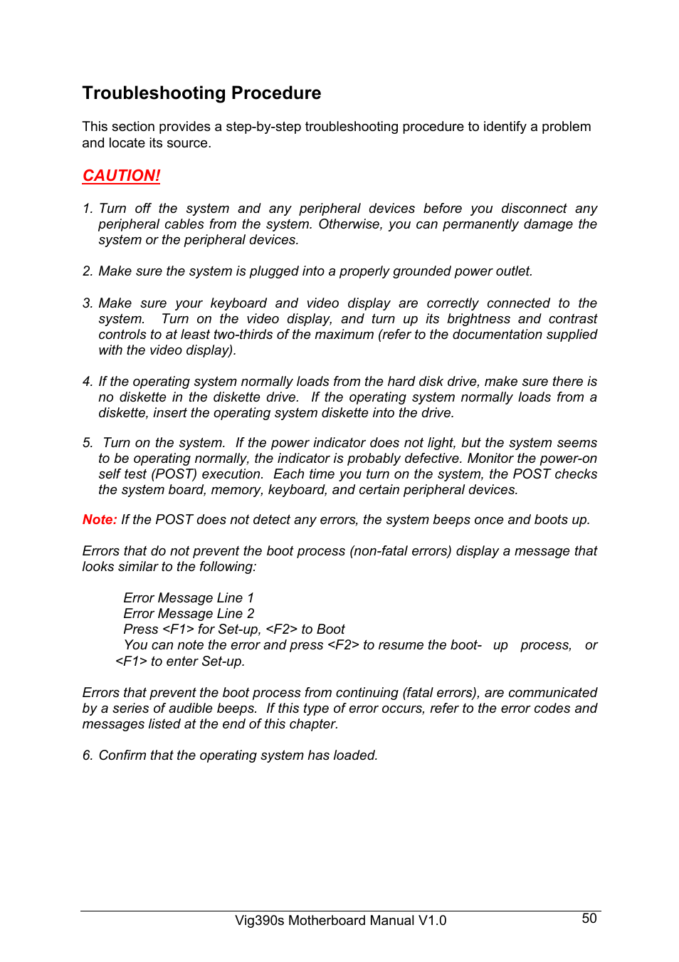 Troubleshooting procedure | Intel Vig390s User Manual | Page 51 / 123