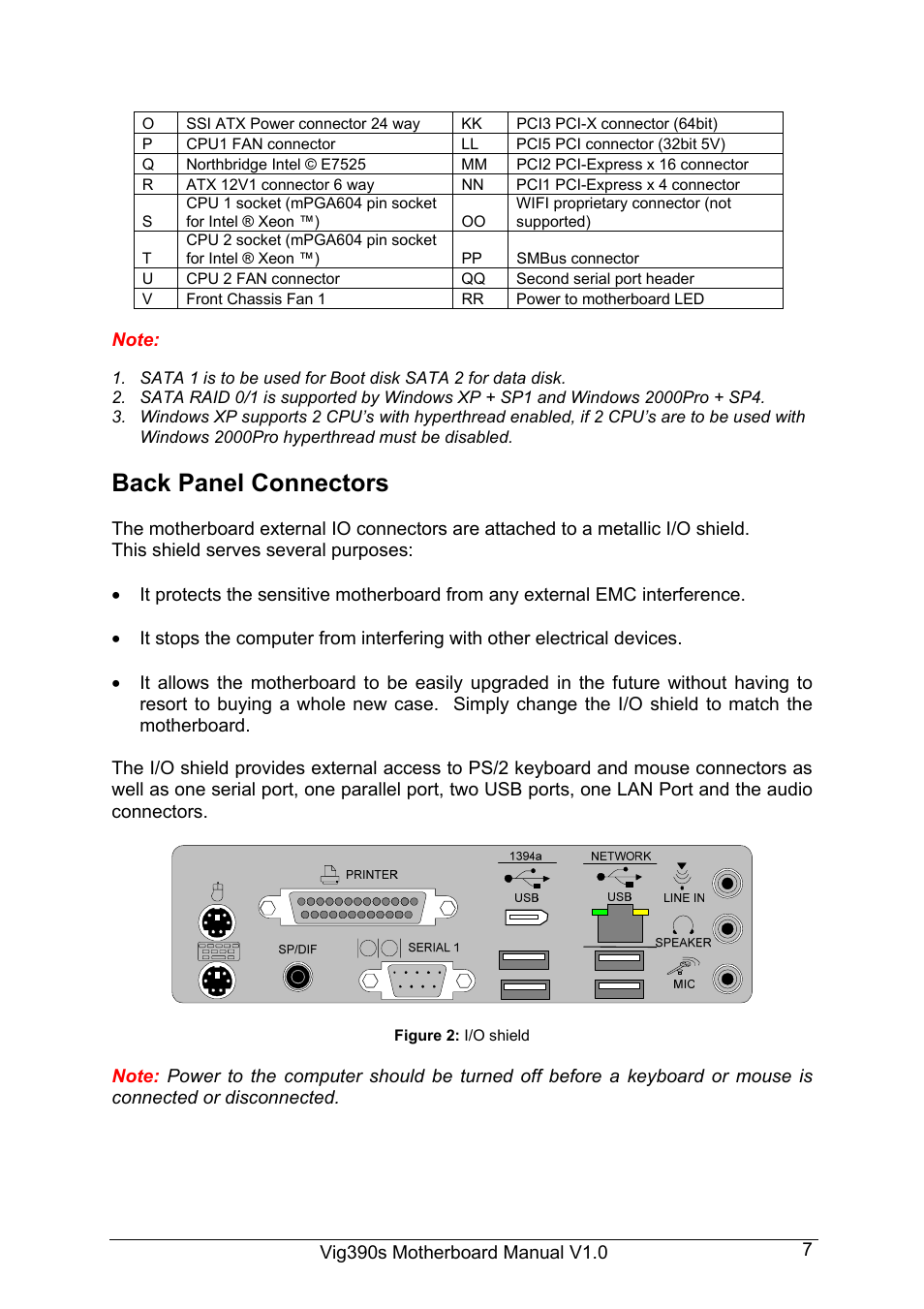 Back panel connectors | Intel Vig390s User Manual | Page 8 / 123