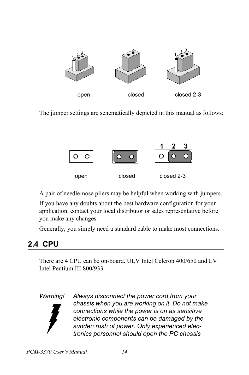 4 cpu | Intel PCM-3370 User Manual | Page 26 / 128