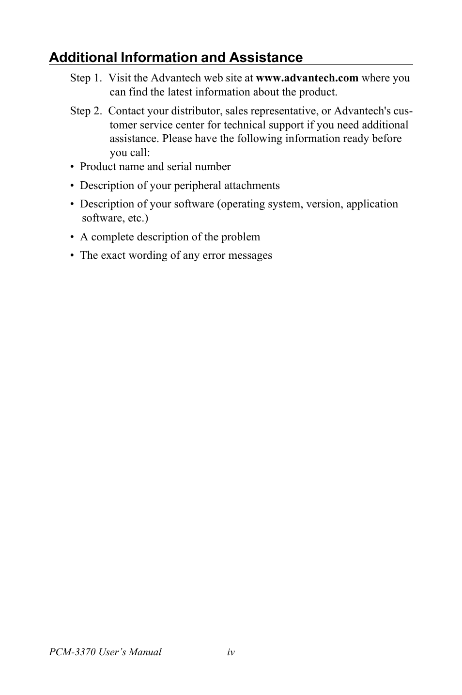 Additional information and assistance | Intel PCM-3370 User Manual | Page 4 / 128