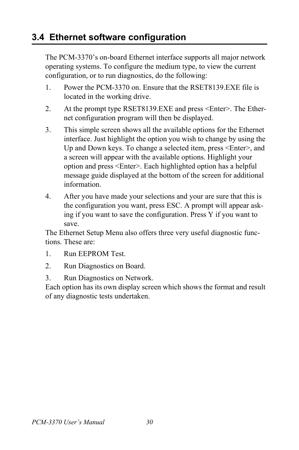 4 ethernet software configuration, Ethernet software configuration | Intel PCM-3370 User Manual | Page 42 / 128