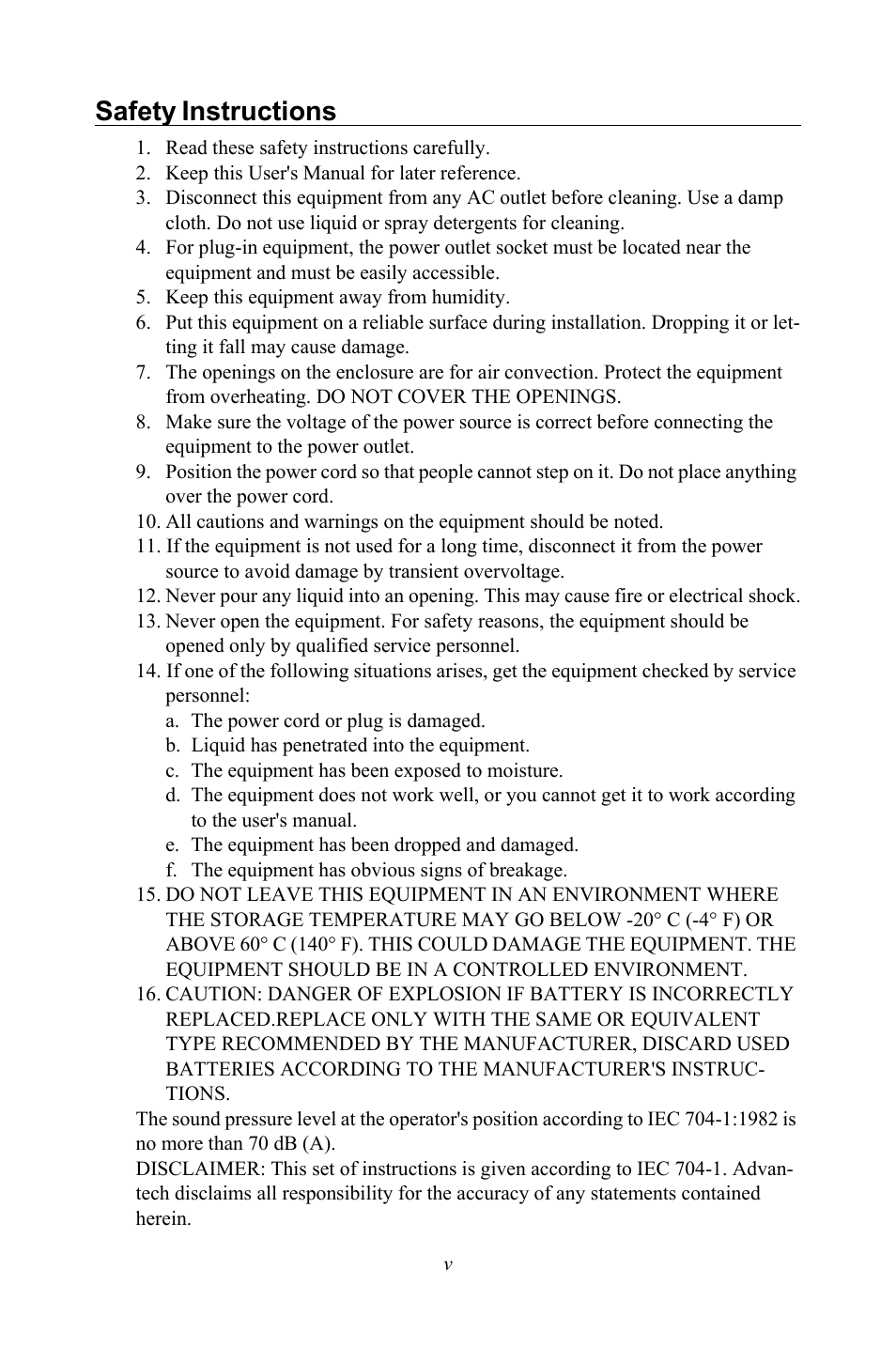 Safety instructions | Intel PCM-3370 User Manual | Page 5 / 128