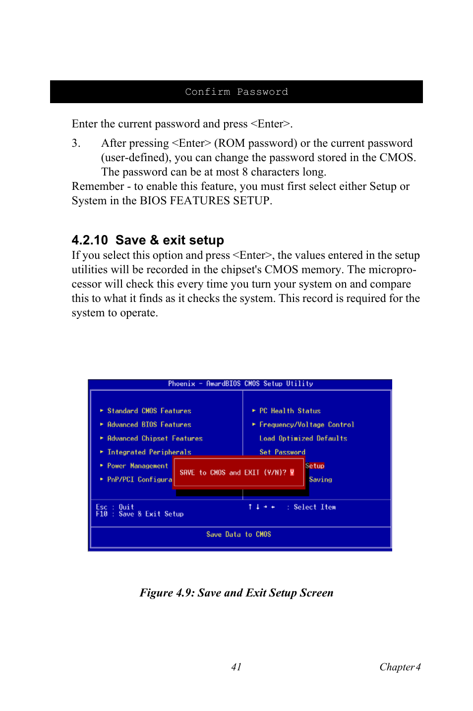 10 save & exit setup, Figure 4.9: save and exit setup screen, Figure 4.9:save and exit setup screen | Intel PCM-3370 User Manual | Page 53 / 128