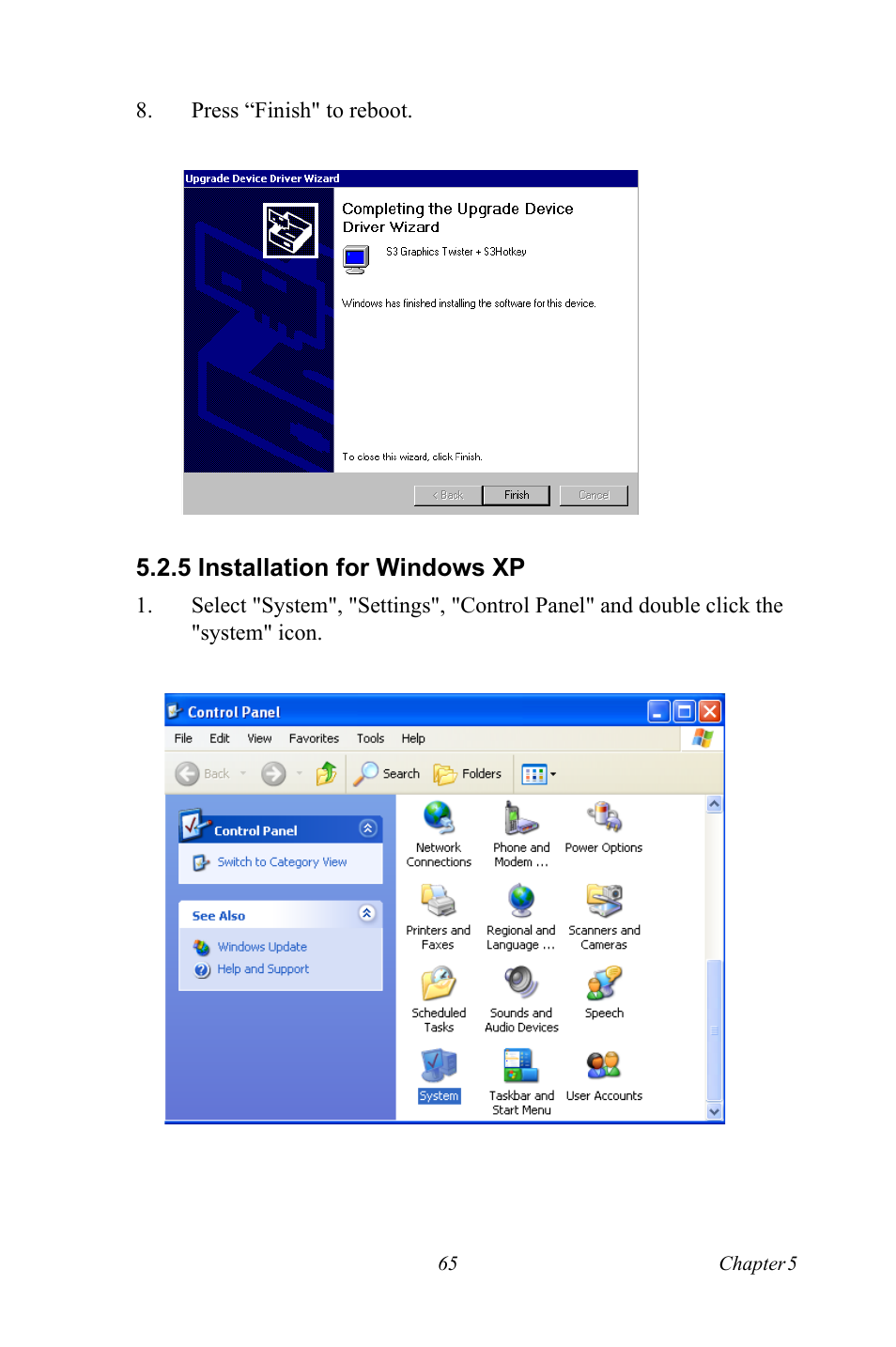 5 installation for windows xp, Installation for windows xp | Intel PCM-3370 User Manual | Page 77 / 128