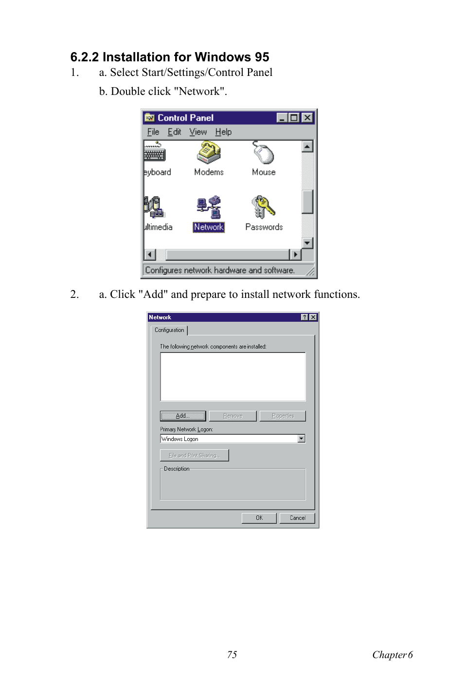 2 installation for windows 95, Installation for windows 95 | Intel PCM-3370 User Manual | Page 87 / 128