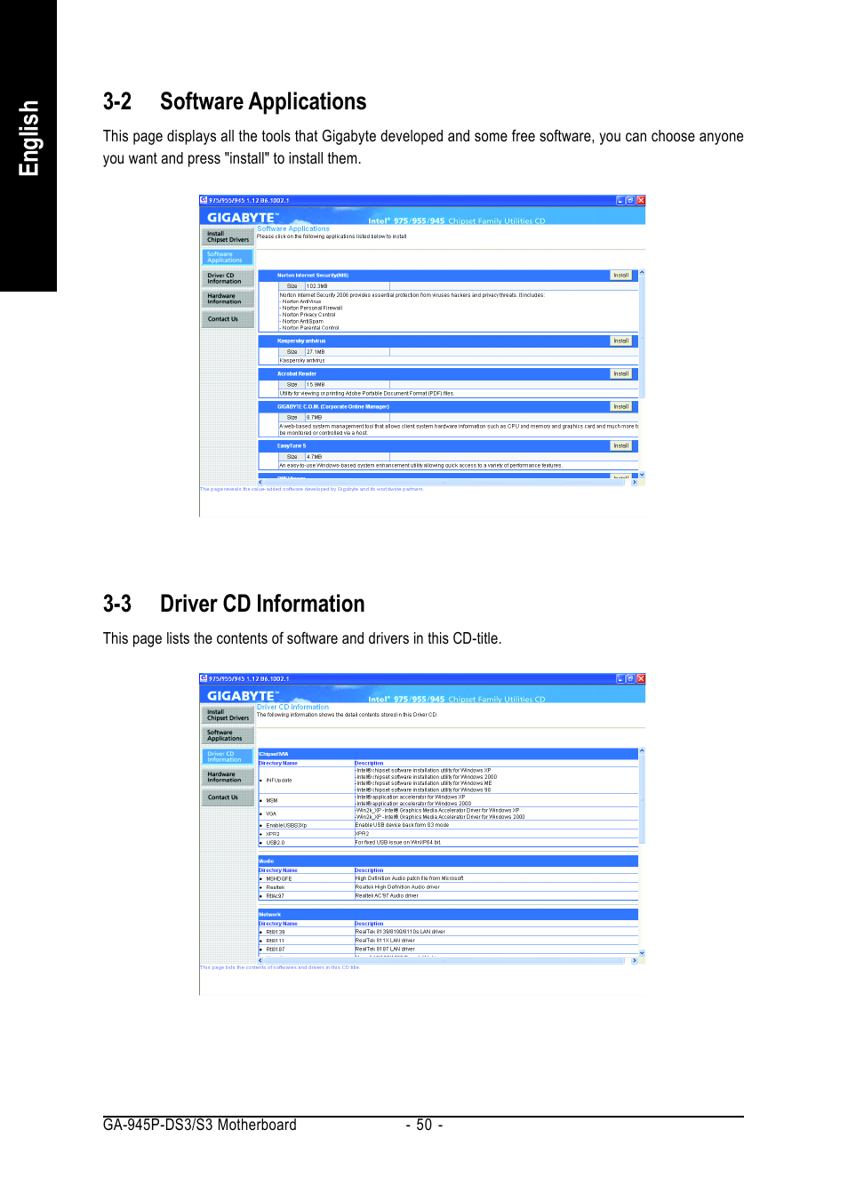 En glish | Intel GA-945P-DS3/S3 User Manual | Page 50 / 72