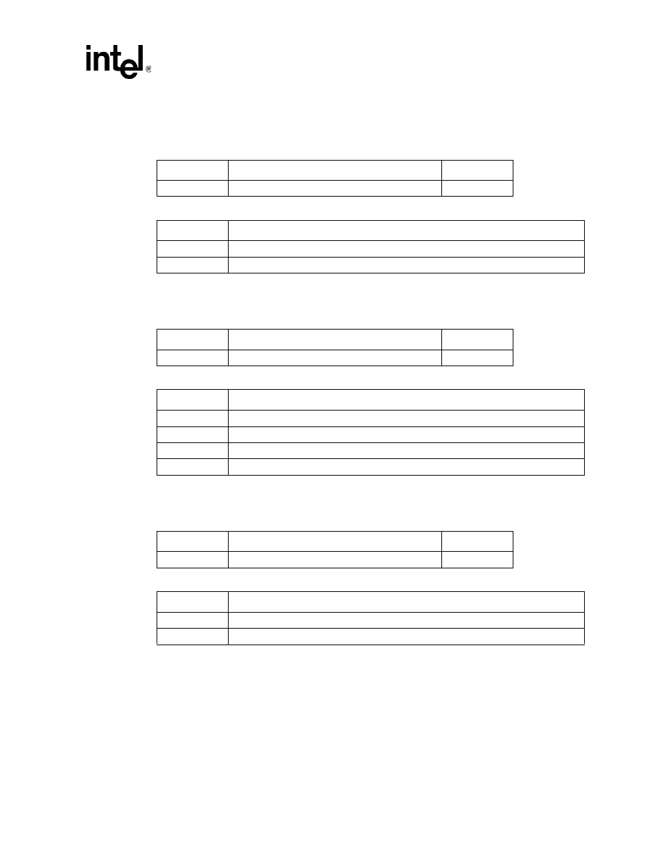 5 jumper j7d1: flash bit-width, Table 31. jumper j7d1: descriptions, Table 32. jumper j7d1: settings and operation mode | 6 jumper j1c1: jtag chain, Table 33. jumper j1c1: descriptions, Table 34. jumper j1c1: settings and operation mode, 7 jumper j1d2: uart control, Table 35. jumper j1d2: descriptions, Table 36. jumper j1d2: settings and operation mode | Intel IQ80333 User Manual | Page 43 / 68